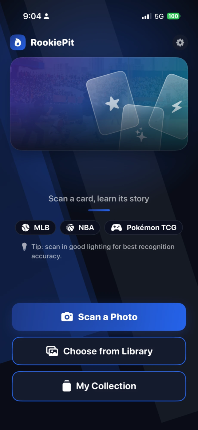 RookiePit home screen